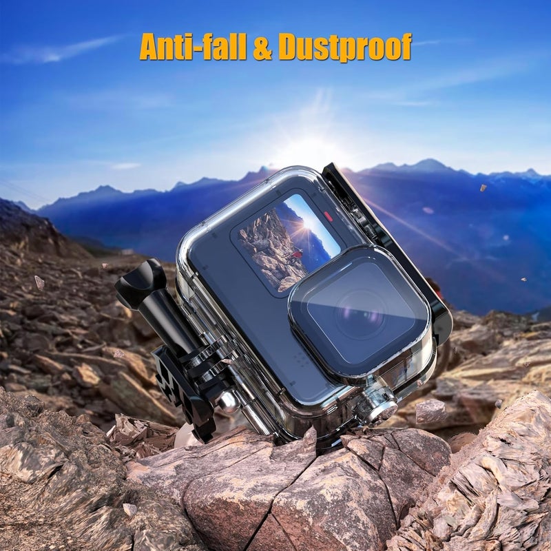 GOLRTRAL حافظة مقاومة للماء لكاميرا GoPro Hero 13 12 11 10 9 بلاك، 230 قدم/70 متر تحت الماء، غلاف واقي للغوص، ملحقات كاميرا أكشن - Image 5